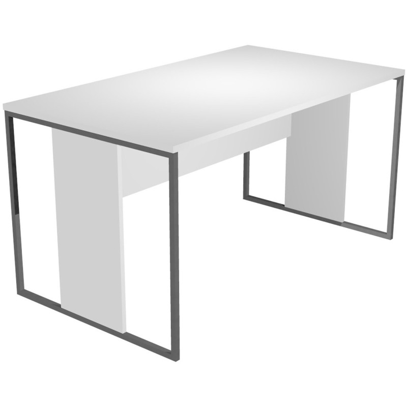Bureau droit Presto 140 x 80 cm - Plateau Blanc - Pieds Anthracite