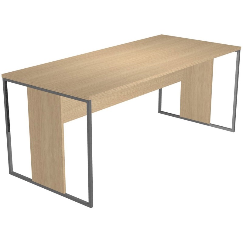 Bureau droit Presto 180 x 80 cm - Plateau Chêne - Pieds Anthracite