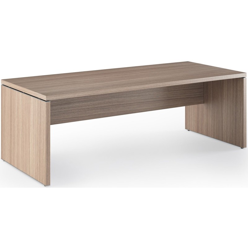 Bureau droit direction Flore - L.180 x P.90 cm - Plateau Noyer - Pieds panneaux