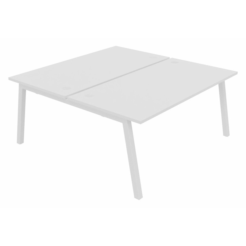 Bureau droit partagé 2 postes Burocolor A avec obturateurs - Départ - L.160 x P.163 cm - Plateau Blanc - Pieds Blanc