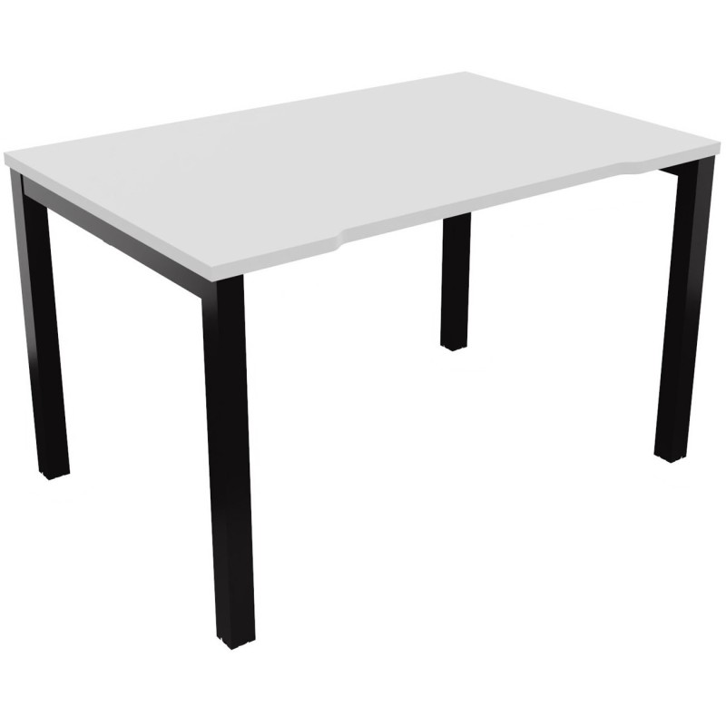 Bureau droit échancré Burocolor - L.120 x P.80 cm - Plateau Blanc - Pieds Noir