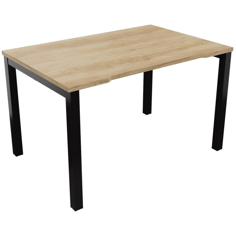 Bureau droit échancré Burocolor - L.120 x P.80 cm - Plateau Chêne Nebraska - Pieds Noir