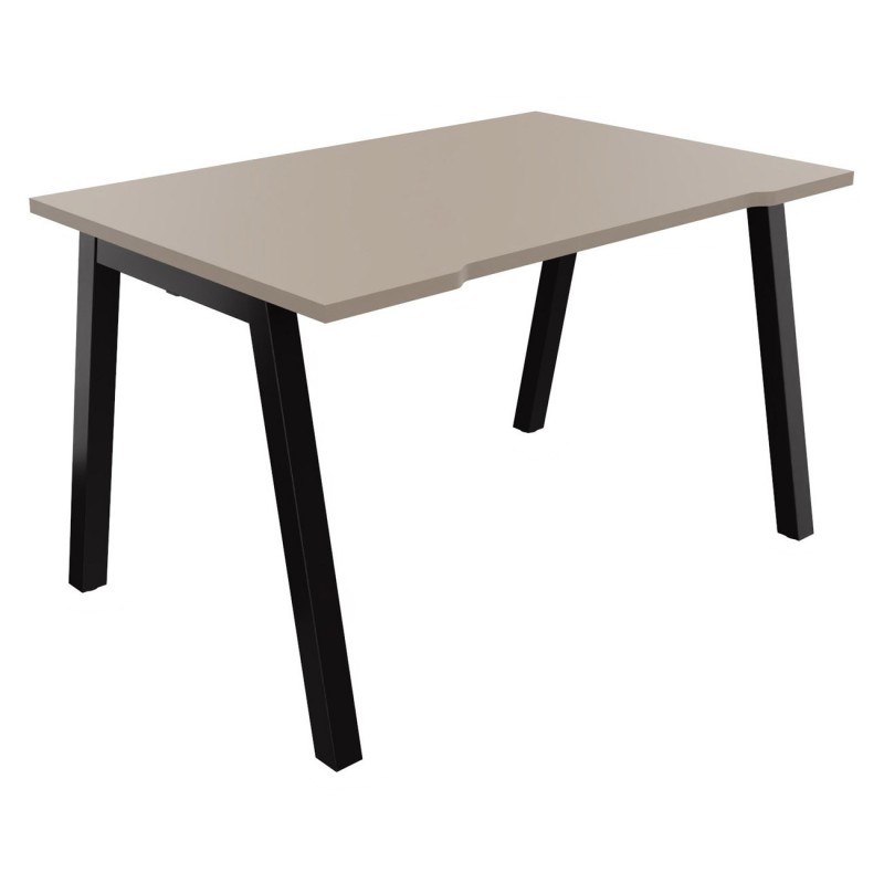 Bureau droit échancré Burocolor A - L.120 x P.80 cm - Plateau Argile - Pieds Noir