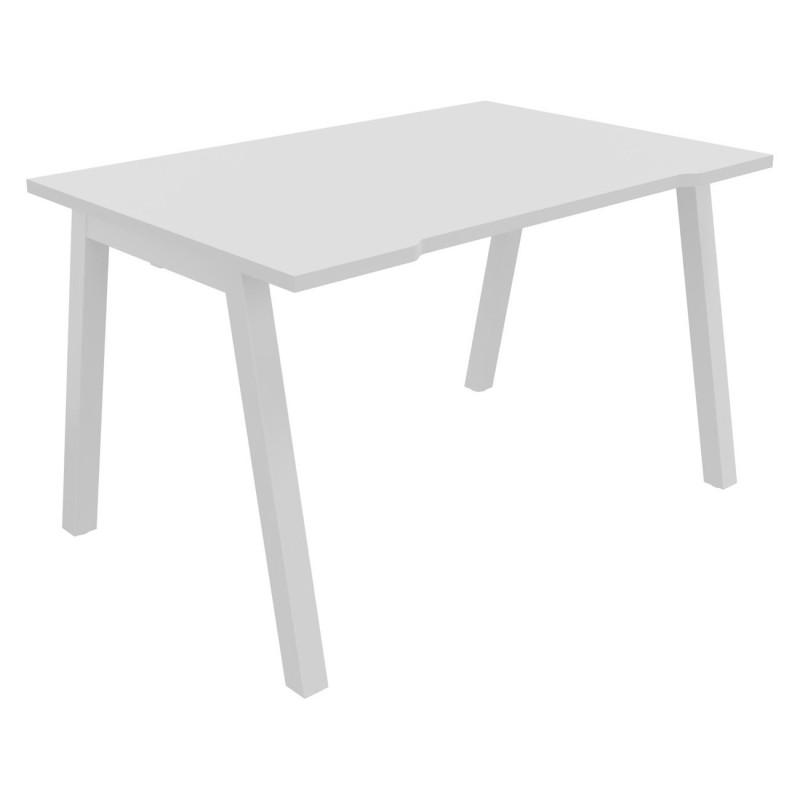 Bureau droit échancré Burocolor A - L.120 x P.80 cm - Plateau Blanc - Pieds Blanc
