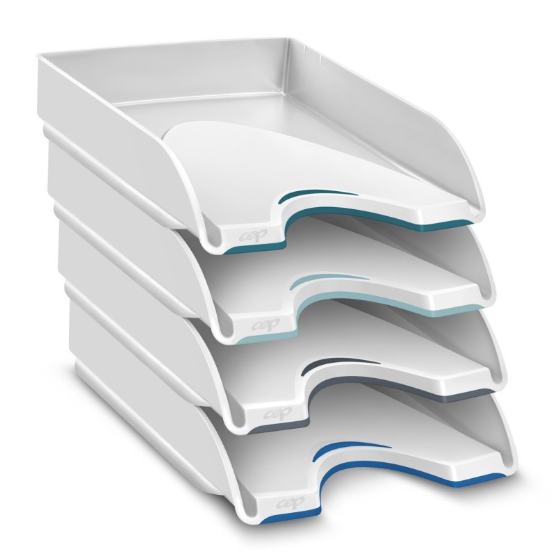 CEP Set de 4 Bacs à courrier Nuance Soft pour documents A4 - Blanc