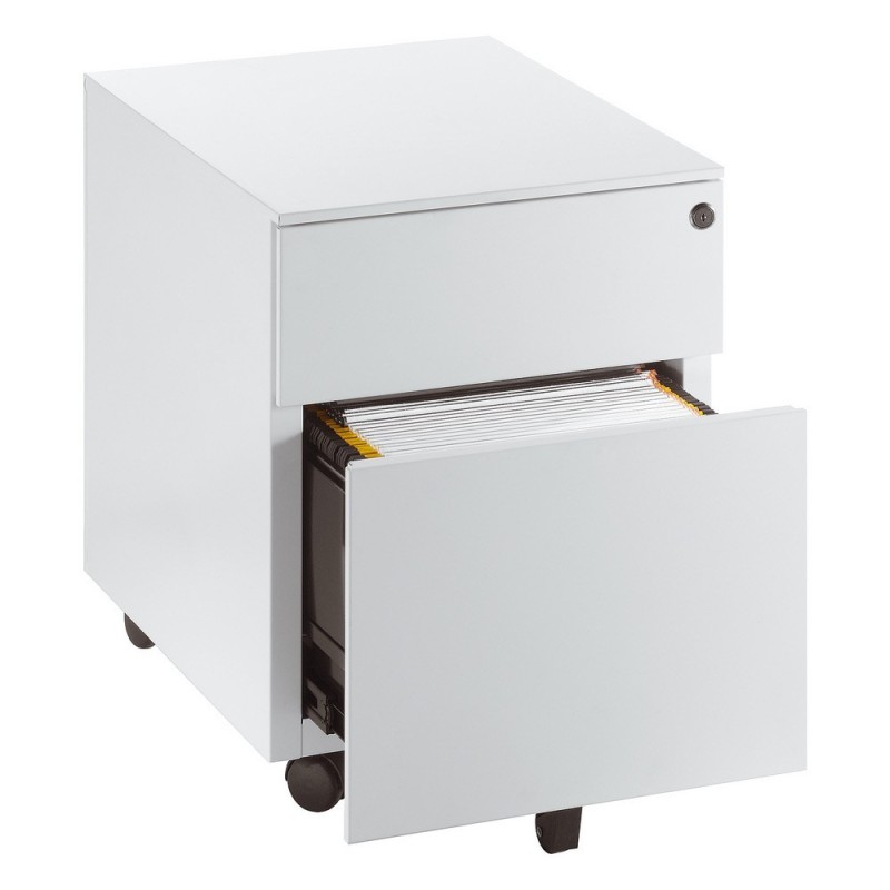 Caisson mobile métal Universal - 2 tiroirs - Blanc