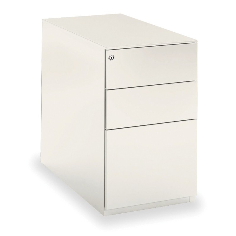 Caisson métal hauteur bureau Universal 3 tiroirs - Profondeur 80 cm - Blanc