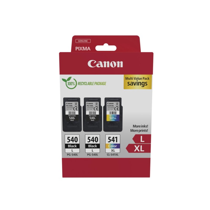 Canon 2x PG-540L Noir + 1x CL-541XL couleur - Cartouches authentiques - Pack noir et couleurs