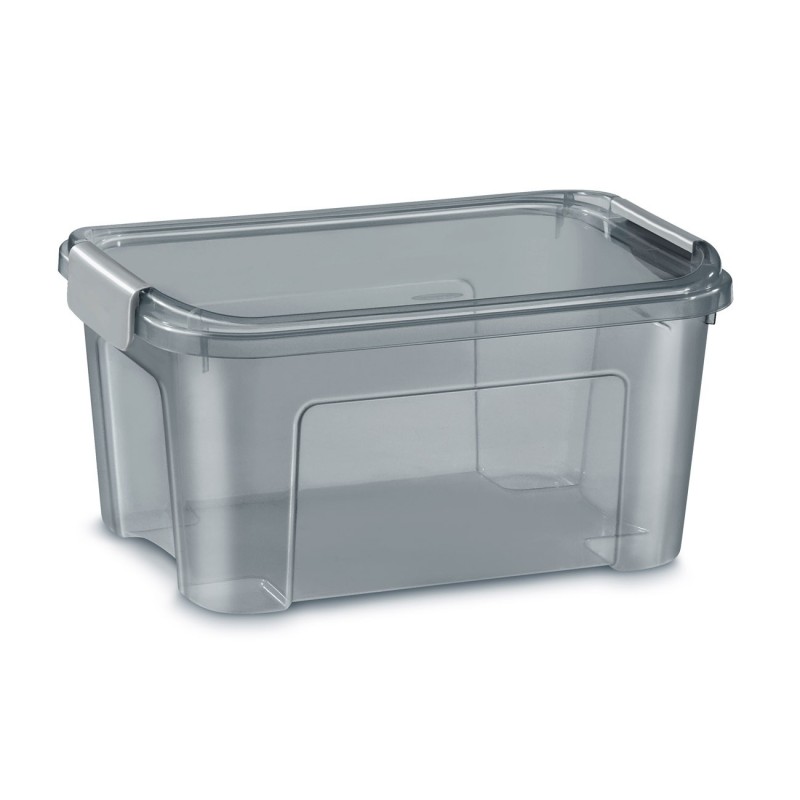 Cep Boîte de rangement polypropylène avec couvercle et poignées clips - 13 Litres - Gris translucide