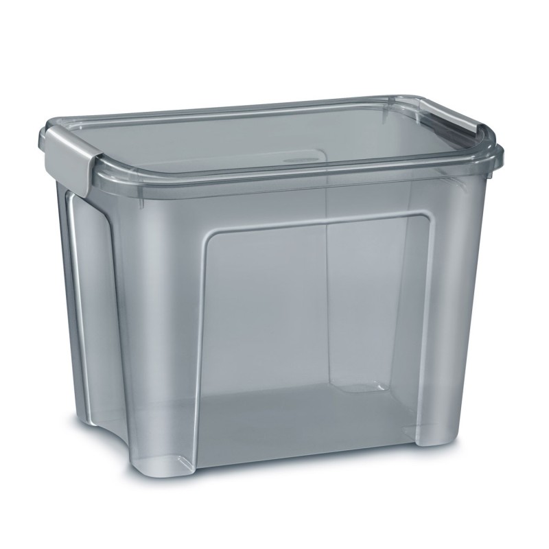 Cep Boîte de rangement polypropylène avec couvercle et poignées clips - 18 Litres - Gris translucide