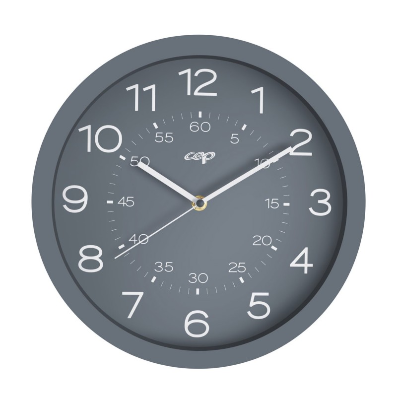 Cep mineral - Horloge analogique magnétique murale - Silencieuse à quartz - Diamètre 30 cm - Gris
