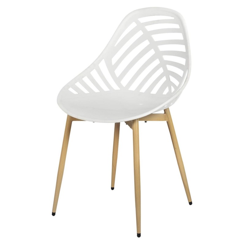 Chaise d'exterieur Marta - Blanc / Pieds coloris bois