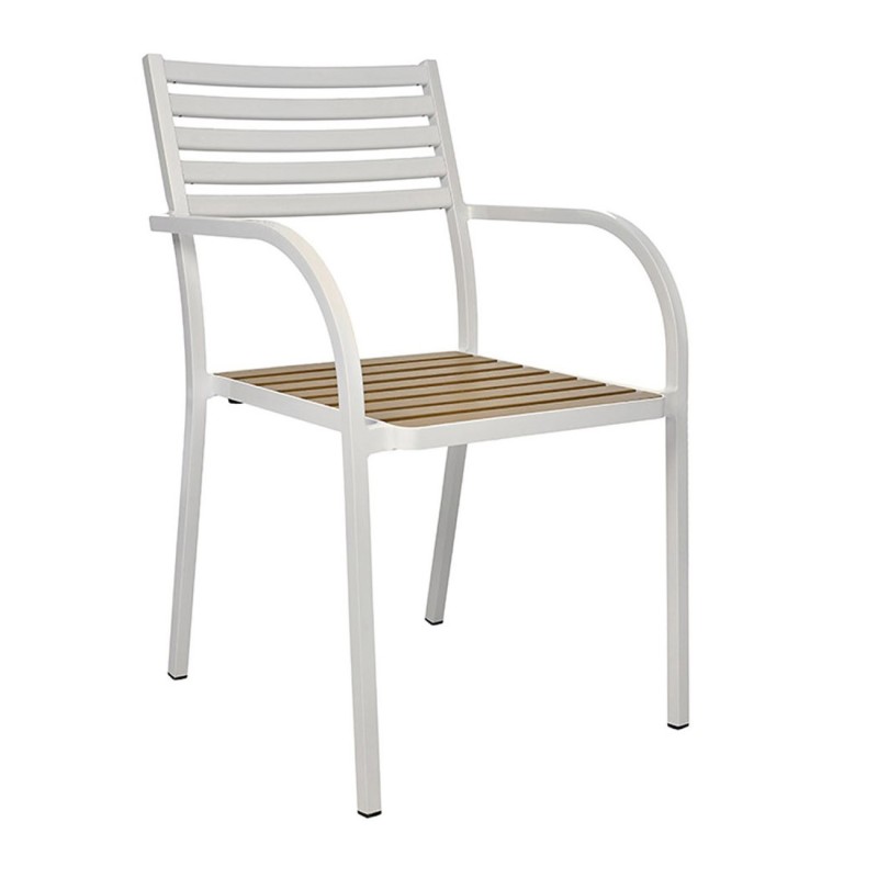 Chaise d’extérieur Capri avec accoudoirs - Aluminium laqué - Blanc