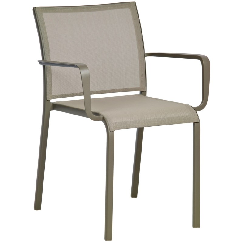 Chaise d’extérieur Milos avec accoudoirs - Aluminium laqué - Taupe