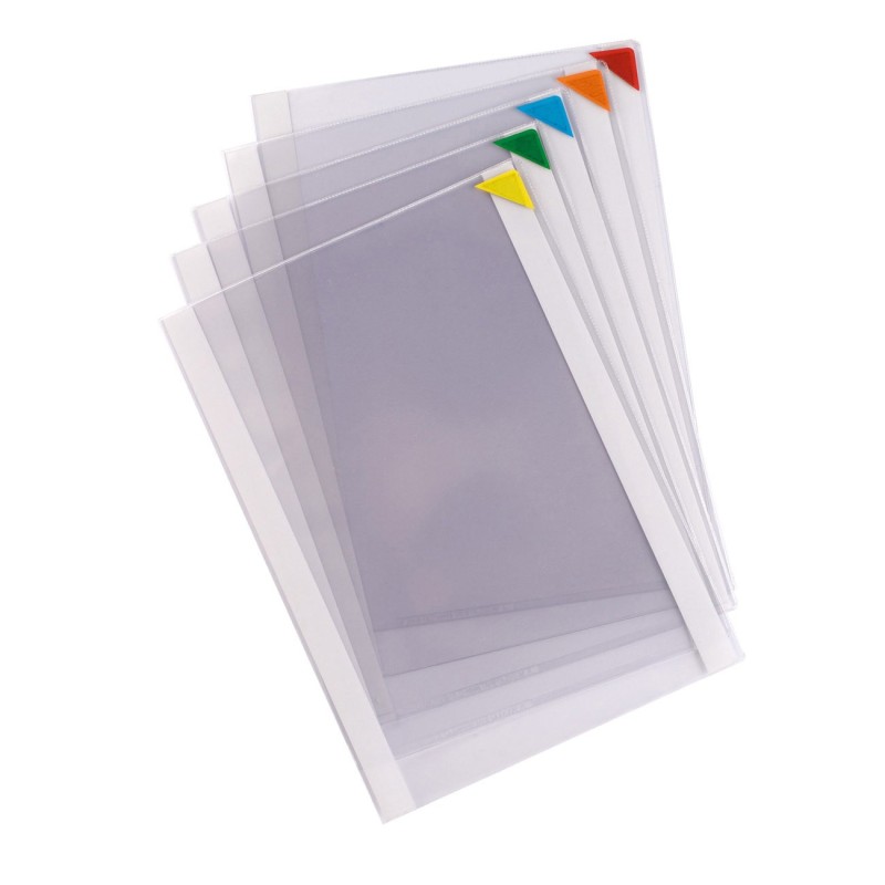 DJOIS by Tarifold Pochettes d'affichage adhésives Kang Easyclic PVC repositionnables A4 - Fermeture coin magnétique coloris assortis - Lot de 5
