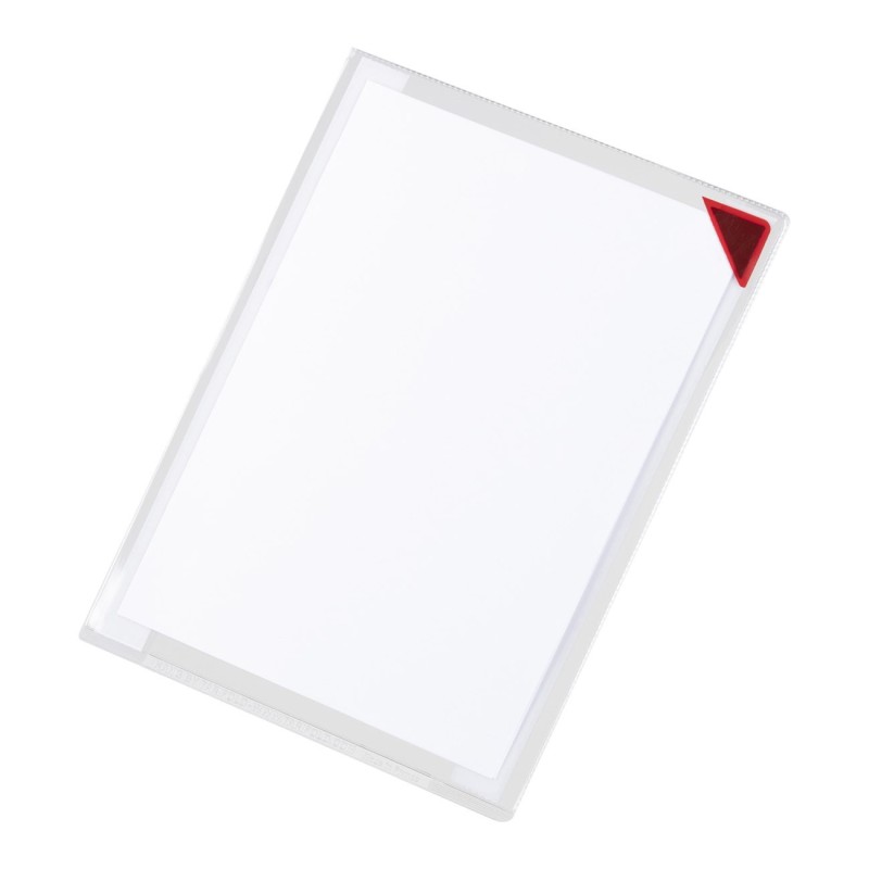 DJOIS by Tarifold Pochettes d'affichage adhésives Kang Easyclic PVC repositionnables A5 - Fermeture coin magnétique Rouge - Lot de 5