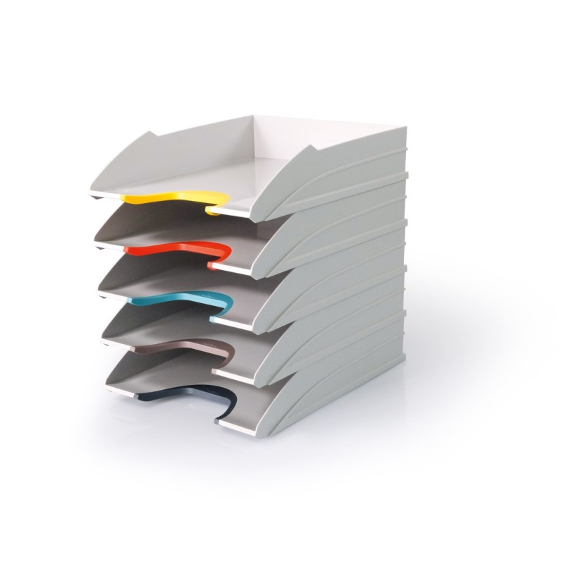 Durable Set de 5 corbeilles à courrier Varicolor - Gris clair