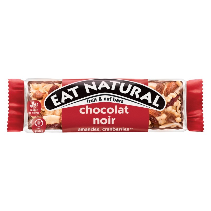 Eat Natural Barre fruits amandes cranberries & chocolat noir - Lot de 12 barres de 40 g