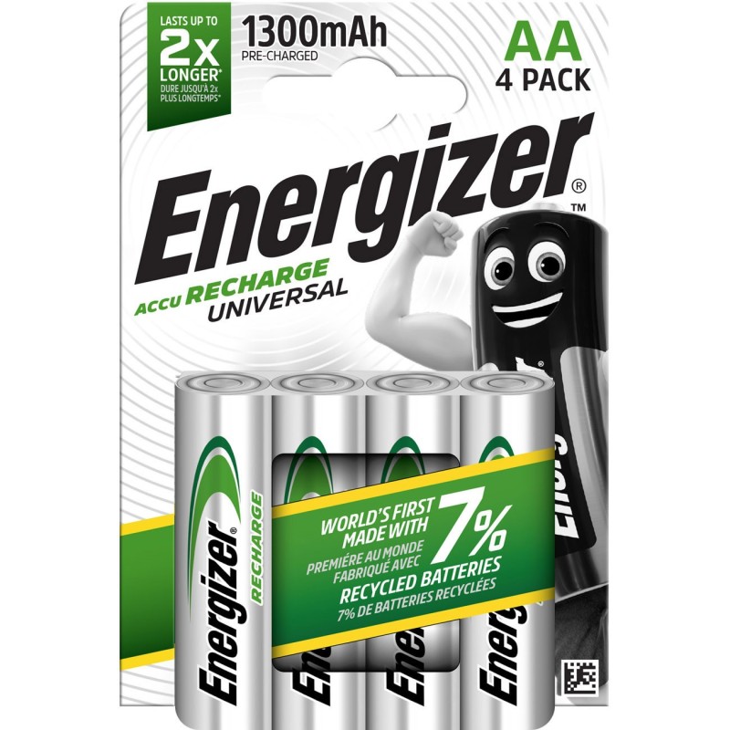 Energizer Pile rechargeable AA / HR6 Universal - 1300 mAh - Lot de 4