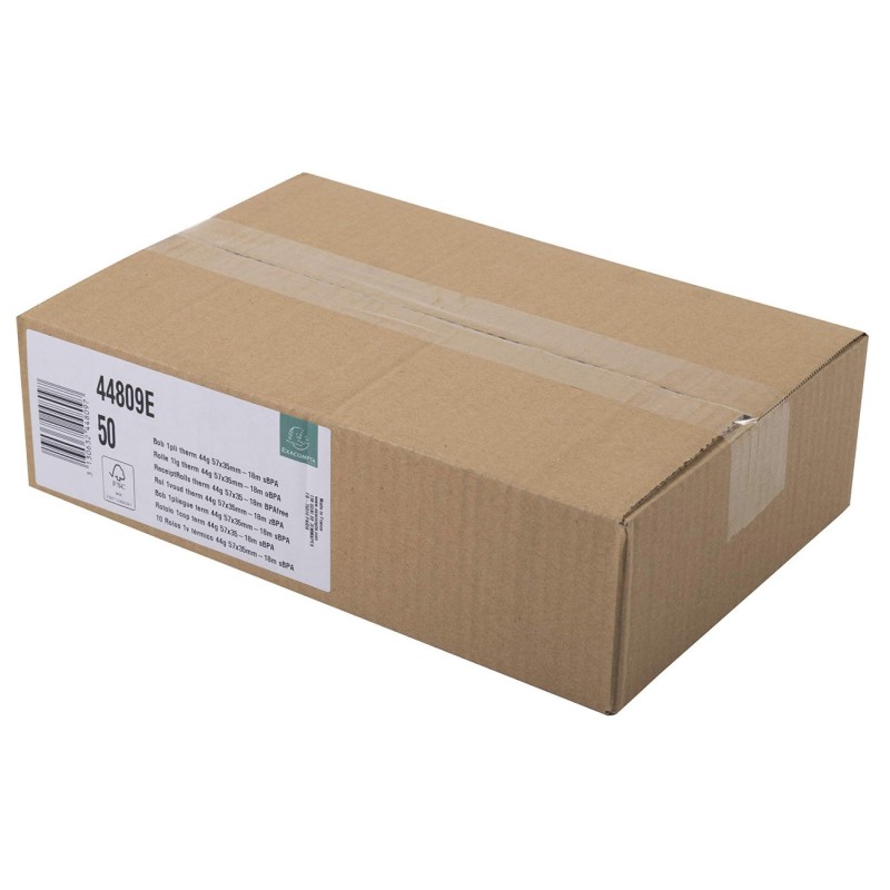 Exacompta Bobine TPE carte bancaire 57 x 37 x 12 mm - Longueur 18M - 44809E - Rouleau Papier thermique 1 pli 48g sans Bisphénol A - Lot de 50