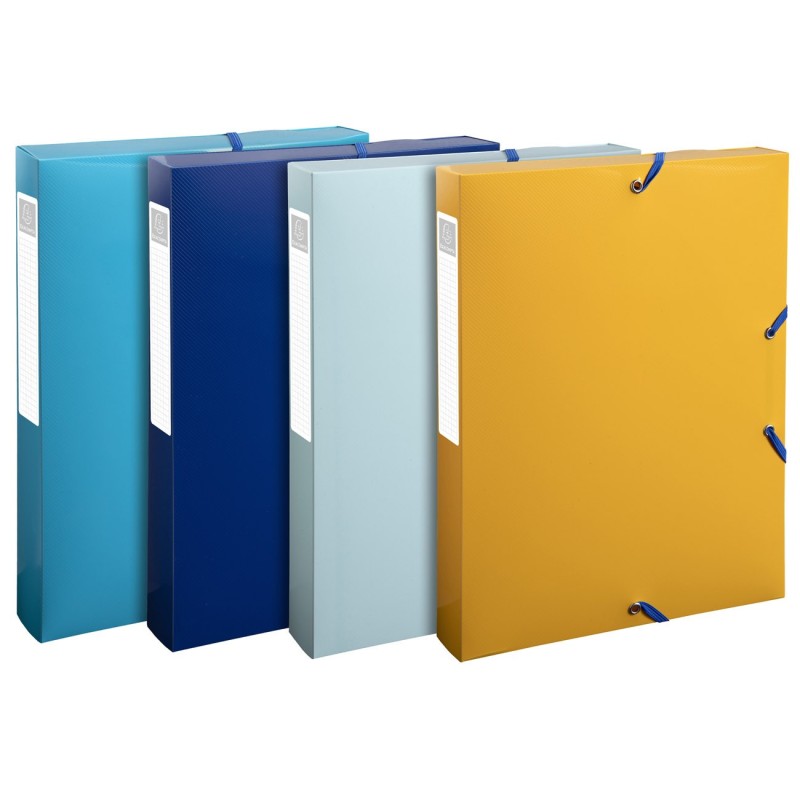 Exacompta Boîte de classement A4 BeeBlue - Polypro recyclé 7/10E - Dos 4 cm - Assorties