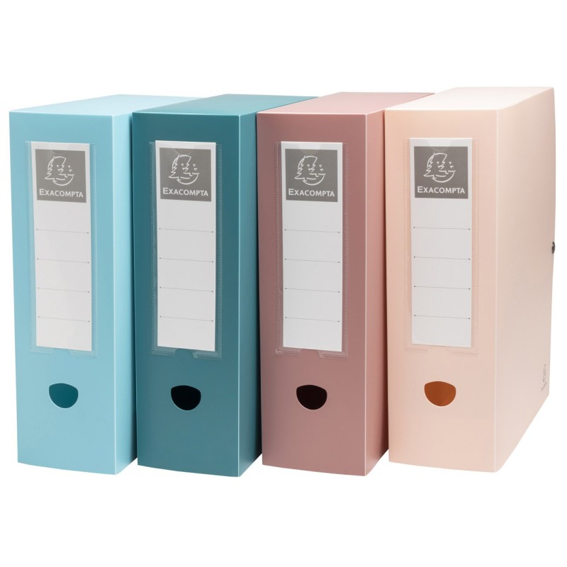 Exacompta Boîte de classement A4 Skandi - Polypro recyclé - Dos 10 cm - Assorties