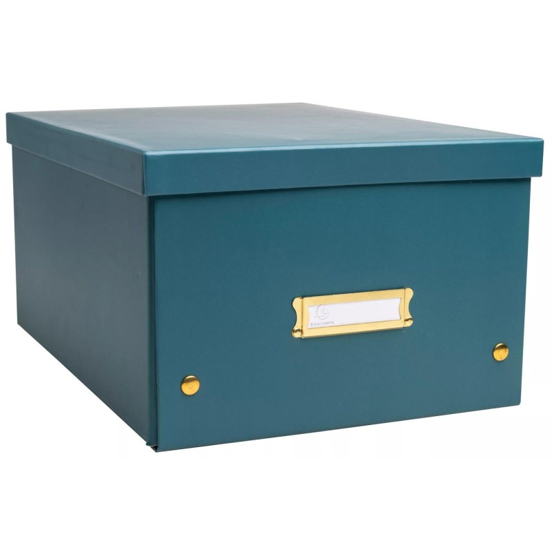 Exacompta Boîte de rangement à plat A4+ NeoDeco en carton - Bleu