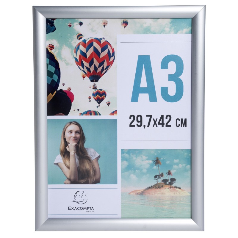 Exacompta Cadre photo mural A3 Cristal - Aluminium