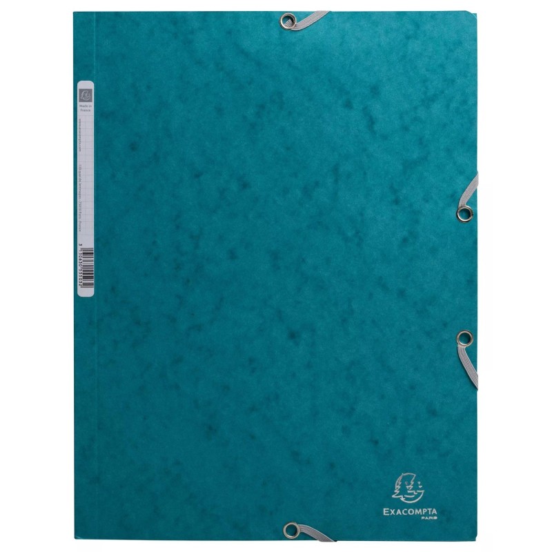 Exacompta Chemise Skandi A4 à 3 rabats avec élastiques en carte lustrée - Bleu pacifique