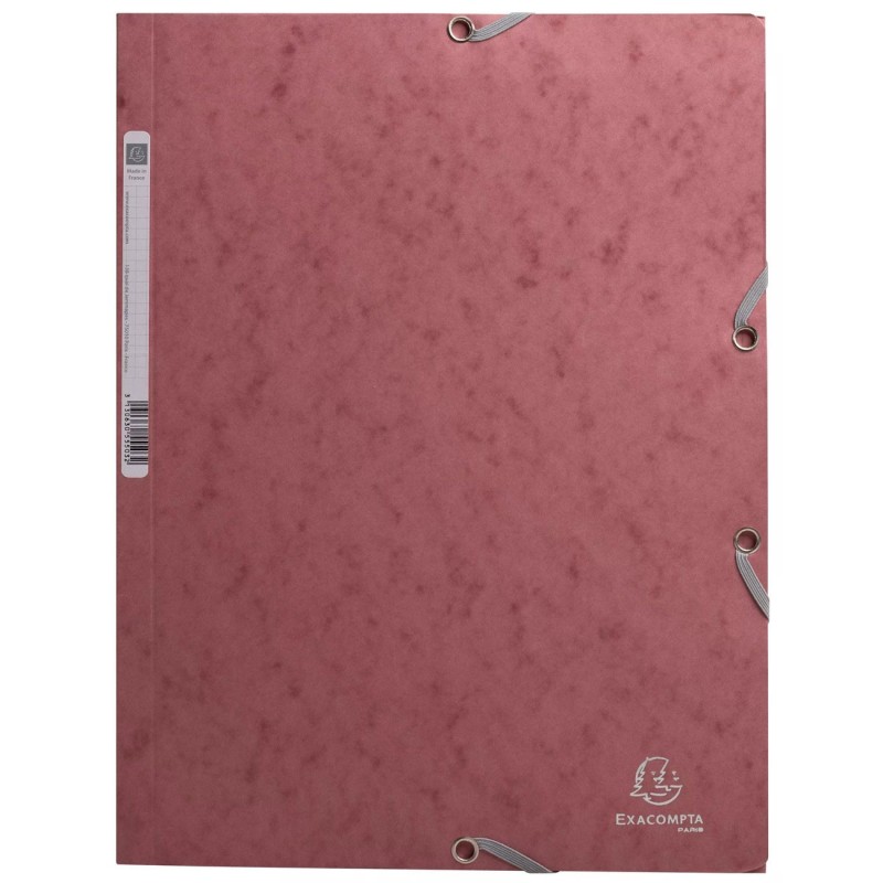 Exacompta Chemise Skandi A4 à 3 rabats avec élastiques en carte lustrée - Vieux rose
