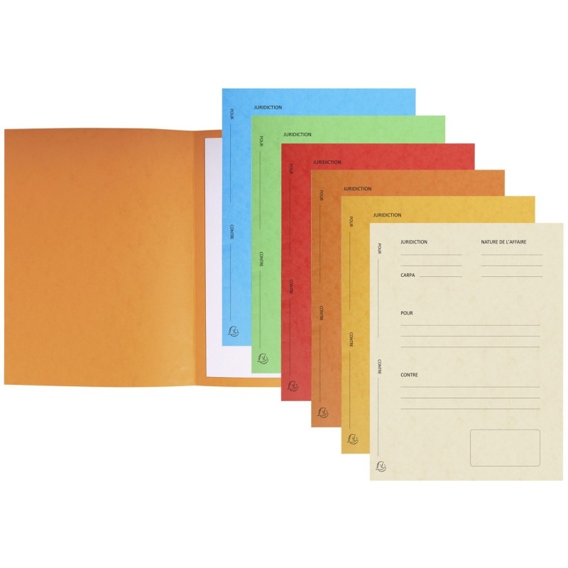 Exacompta Dossiers de plaidoirie pré-imprimés en carte lustrée coloris assortis - Lot de 25