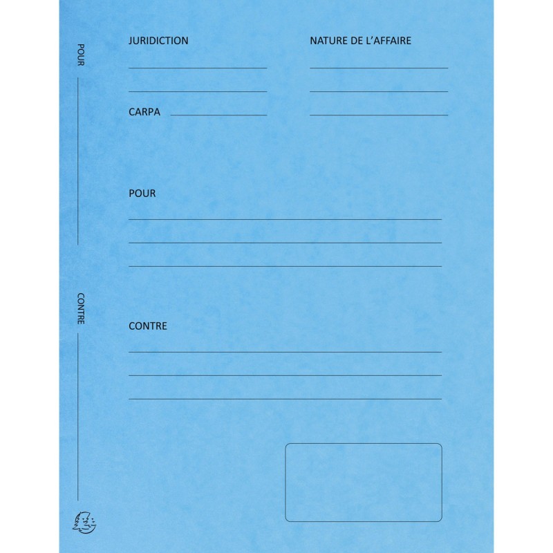 Exacompta Dossiers de plaidoirie pré-imprimés en carte lustrée coloris turquoise - Lot de 25