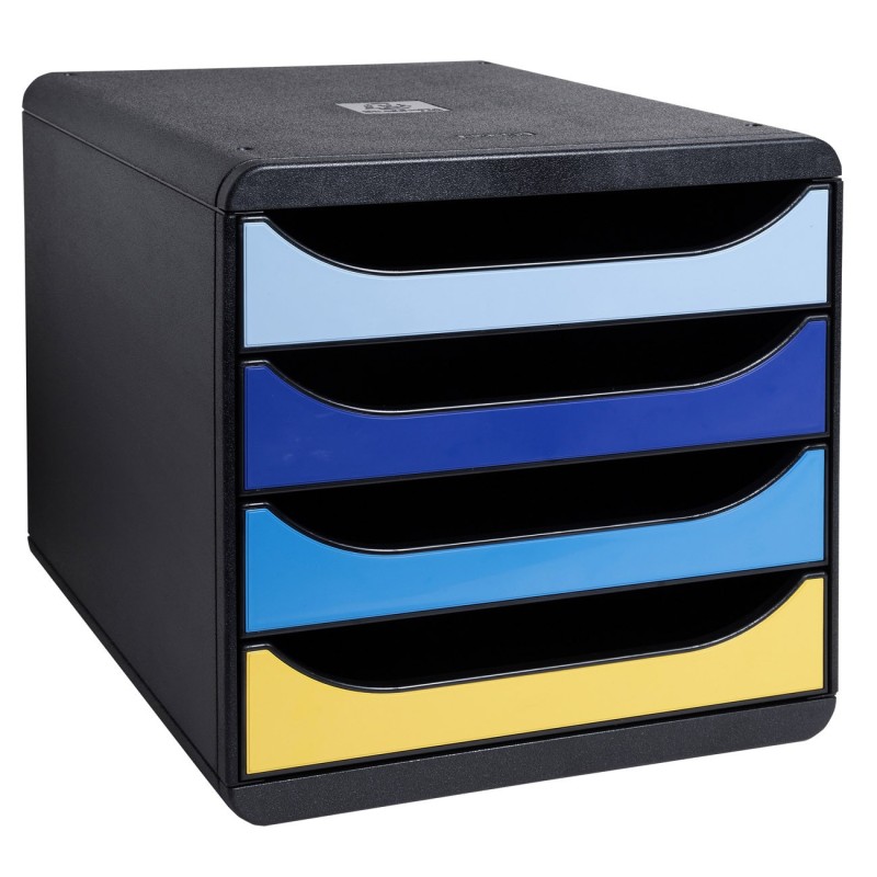 Exacompta Module de classement Big Box Bee Blue - 4 tiroirs A4+ - Couleurs assorties