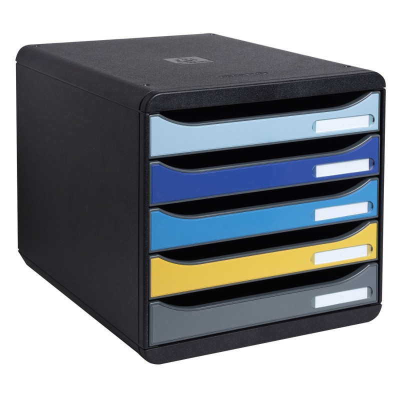 Exacompta Module de classement Big Box Plus Bee Blue - 5 tiroirs A4+ - Couleurs assorties
