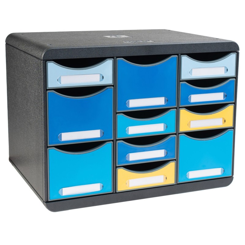 Exacompta Module de classement à tiroirs StoreBox Multi Bee Blue 11 tiroirs - Couleurs assorties