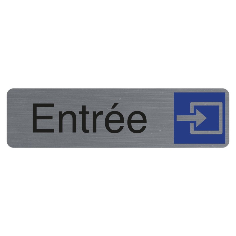 Exacompta Plaque signalétique adhésive Entrée - Rectangle Gris / Bleu