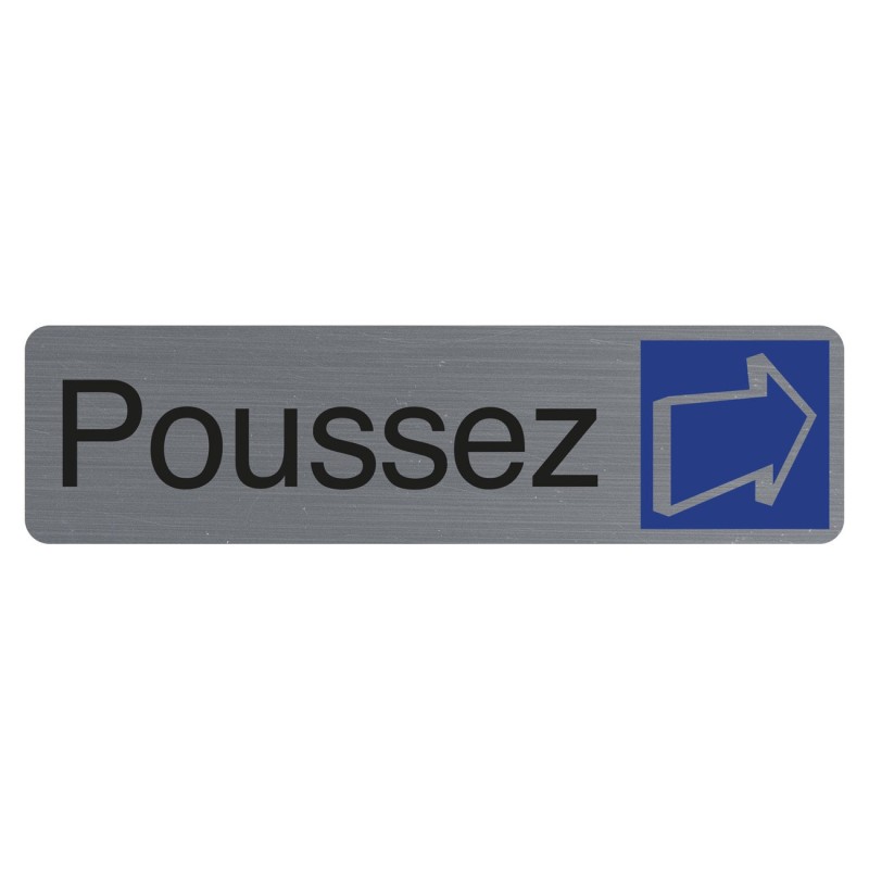 Exacompta Plaque signalétique adhésive Poussez - Rectangle Gris / Bleu