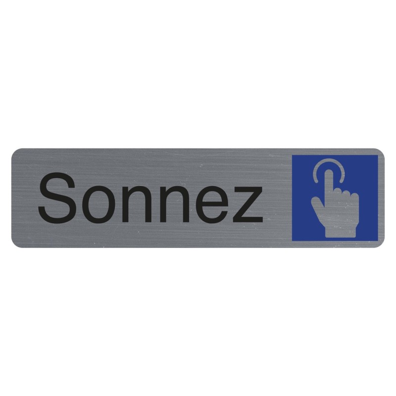 Exacompta Plaque signalétique adhésive Sonnez - Rectangle Gris / Bleu