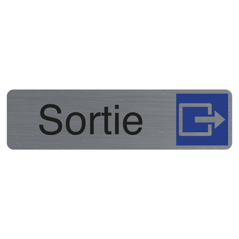 Exacompta Plaque signalétique adhésive Sortie - Rectangle Gris / Bleu