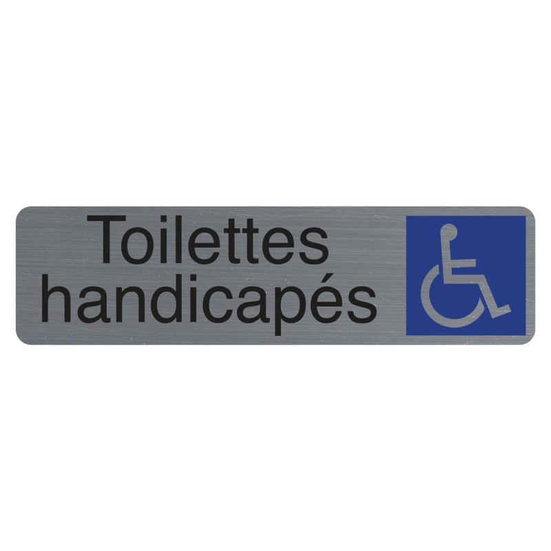 Exacompta Plaque signalétique adhésive Toilettes Handicapés - Rectangle Gris / Bleu