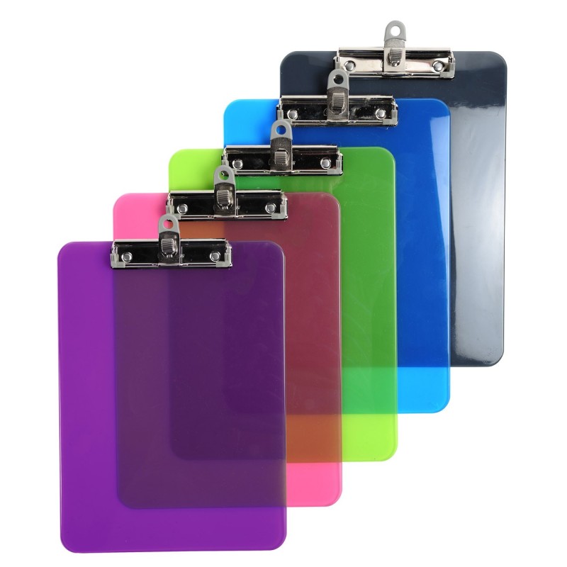 Exacompta Porte-bloc Idérama A4 avec pince - Coloris assortis aléatoires semi-transparents