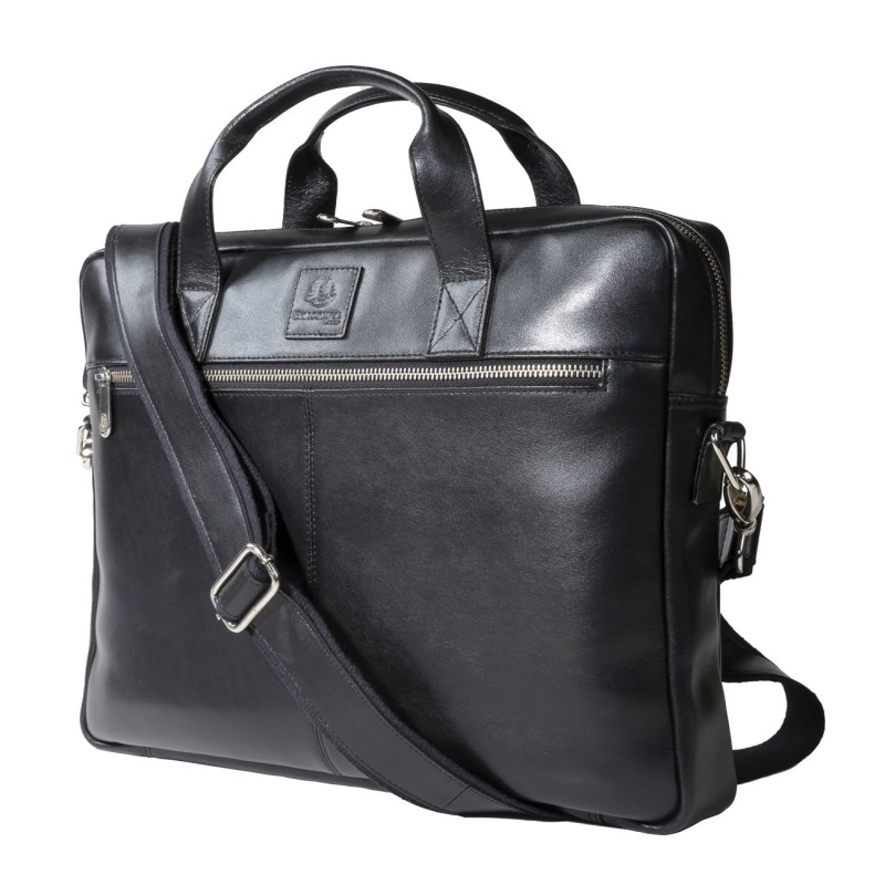 Exacompta Sacoche Cuir vachette Exactive élégante pour ordinateur portable 15,6" - Noir
