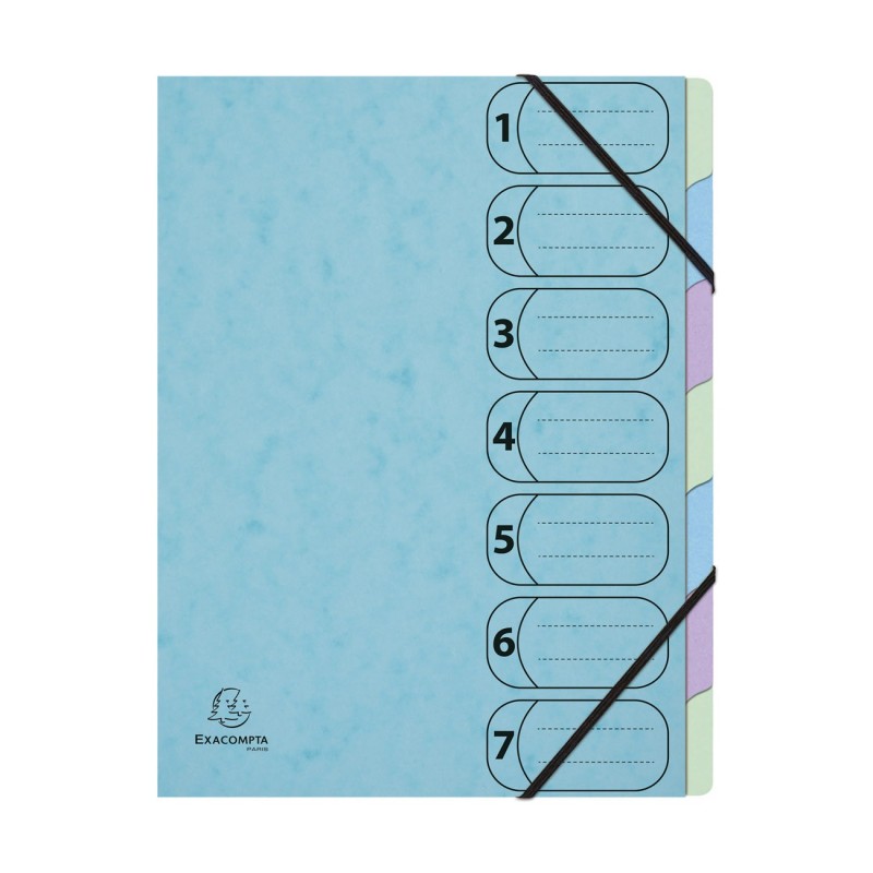 Exacompta Trieur Harmonika A4 avec élastiques en carte lustrée - 7 divisions - Assortis aquarel
