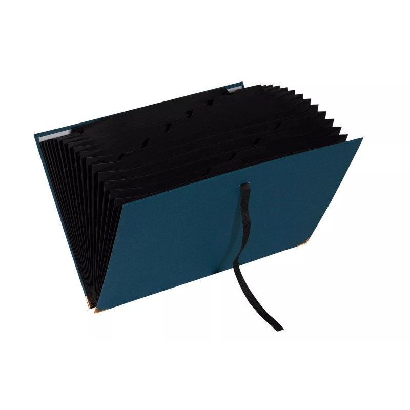 Exacompta Trieur extensible OfficeByMe à ruban A4 en carton - 18 compartiments - Bleu
