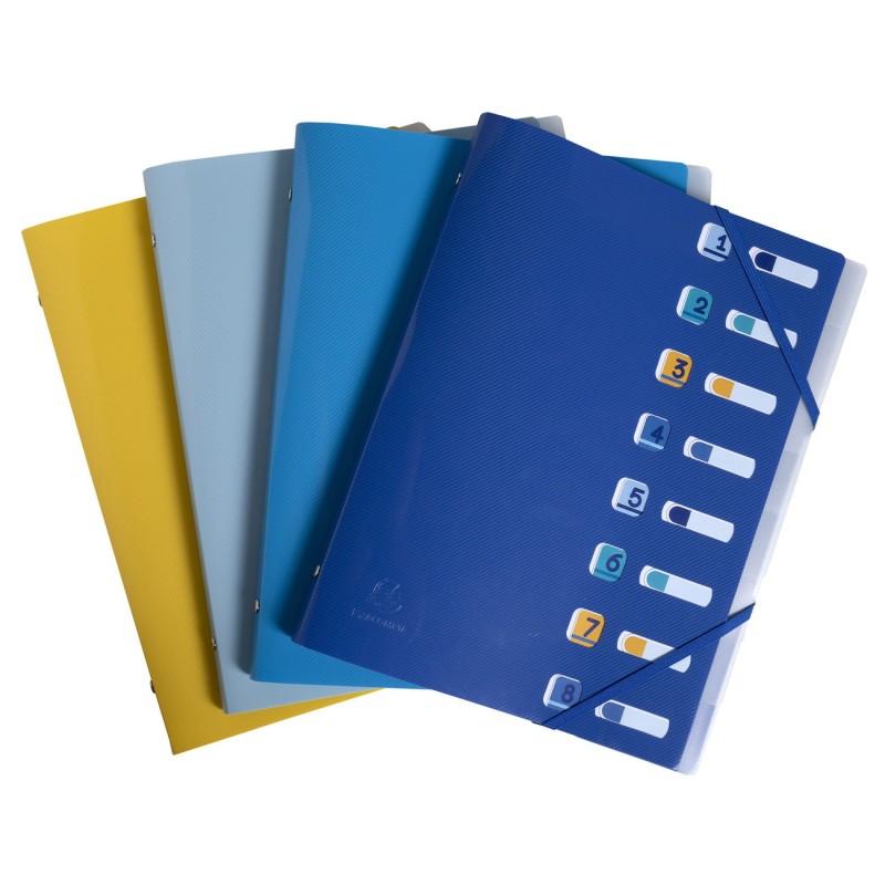 Exacompta Trieur à élastiques BeeBlue en polypro recyclé - 8 divisions - Assortis