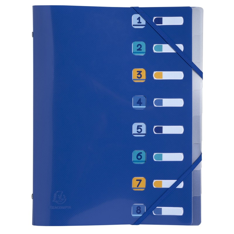 Exacompta Trieur à élastiques BeeBlue en polypro recyclé - 8 divisions - Bleu marine