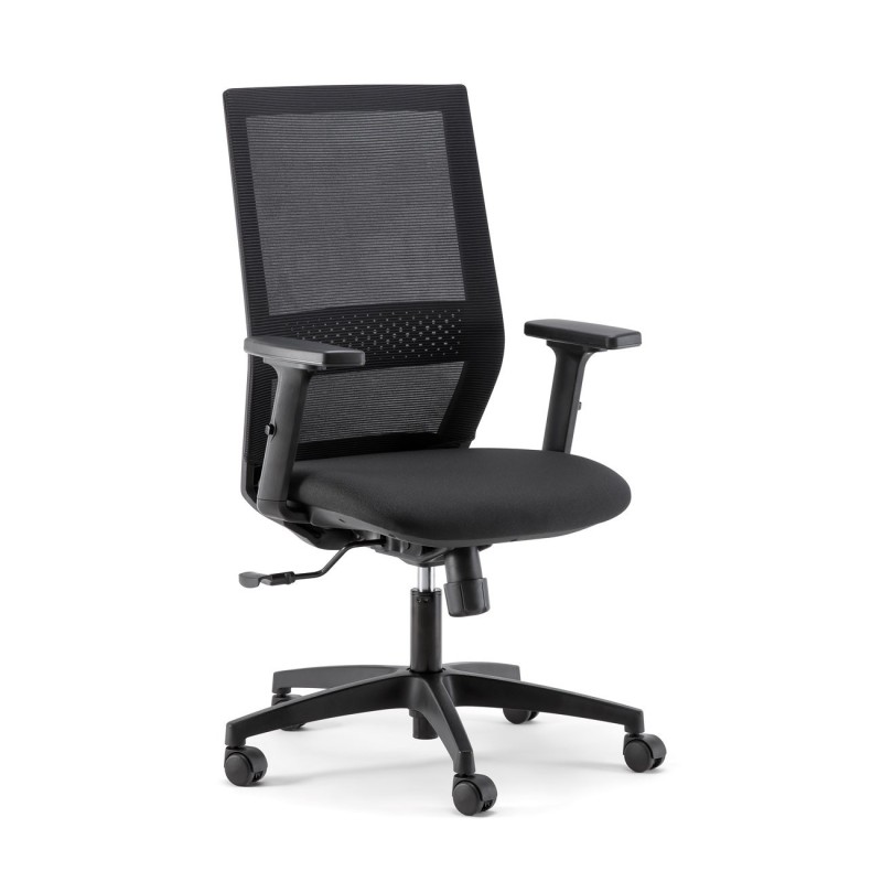 Fauteuil Théo maille / tissu avec accoudoirs - Noir