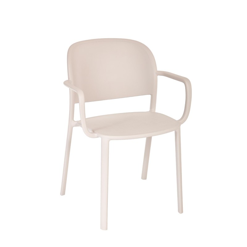 Fauteuil d'extérieur avec accoudoirs Lucia en polypropylène - Perle