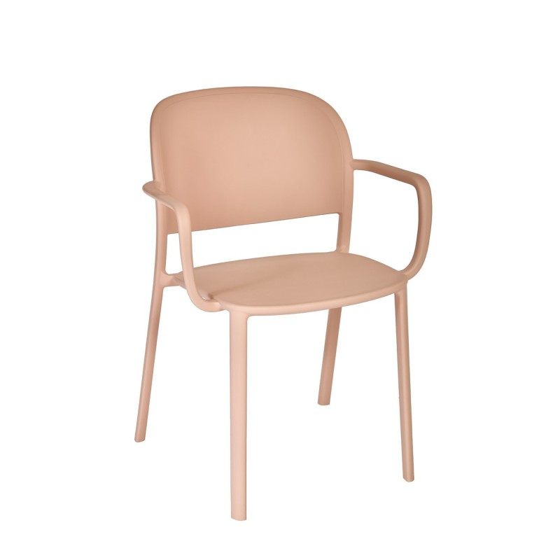 Fauteuil d'extérieur avec accoudoirs Lucia en polypropylène - Rose