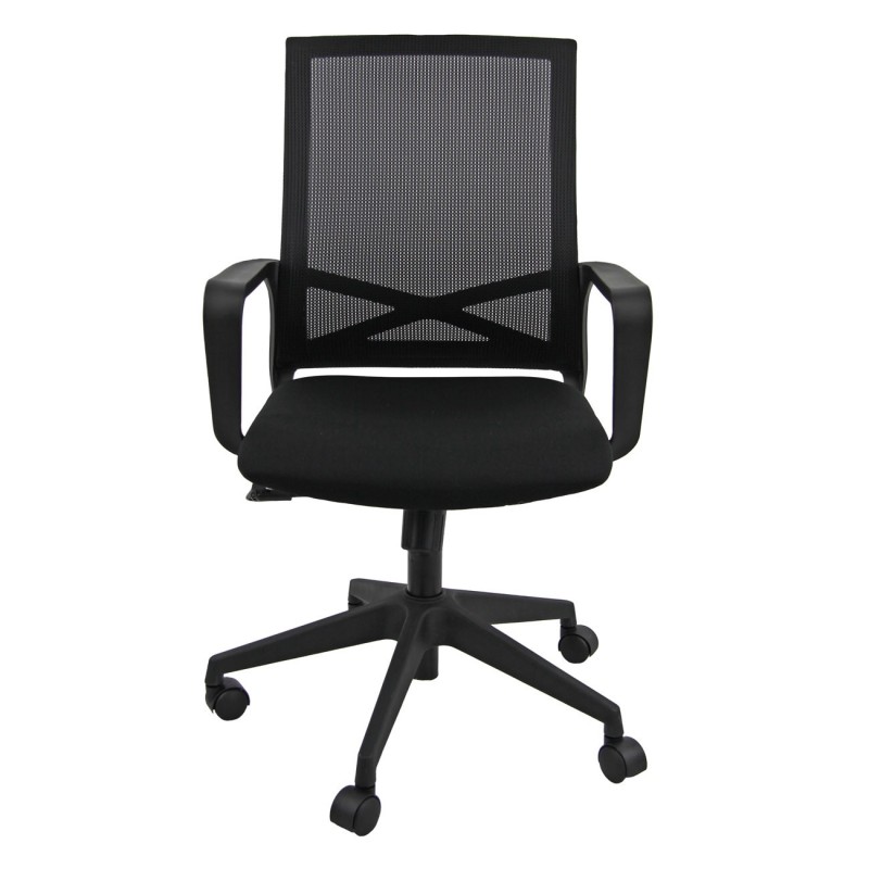 Fauteuil de bureau Chazz avec accoudoirs - Assise tissu et dossier maille - Noir